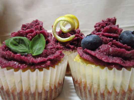 Recipe: Lemon Poppy Cupcakes with Blueberry Basil Icing
